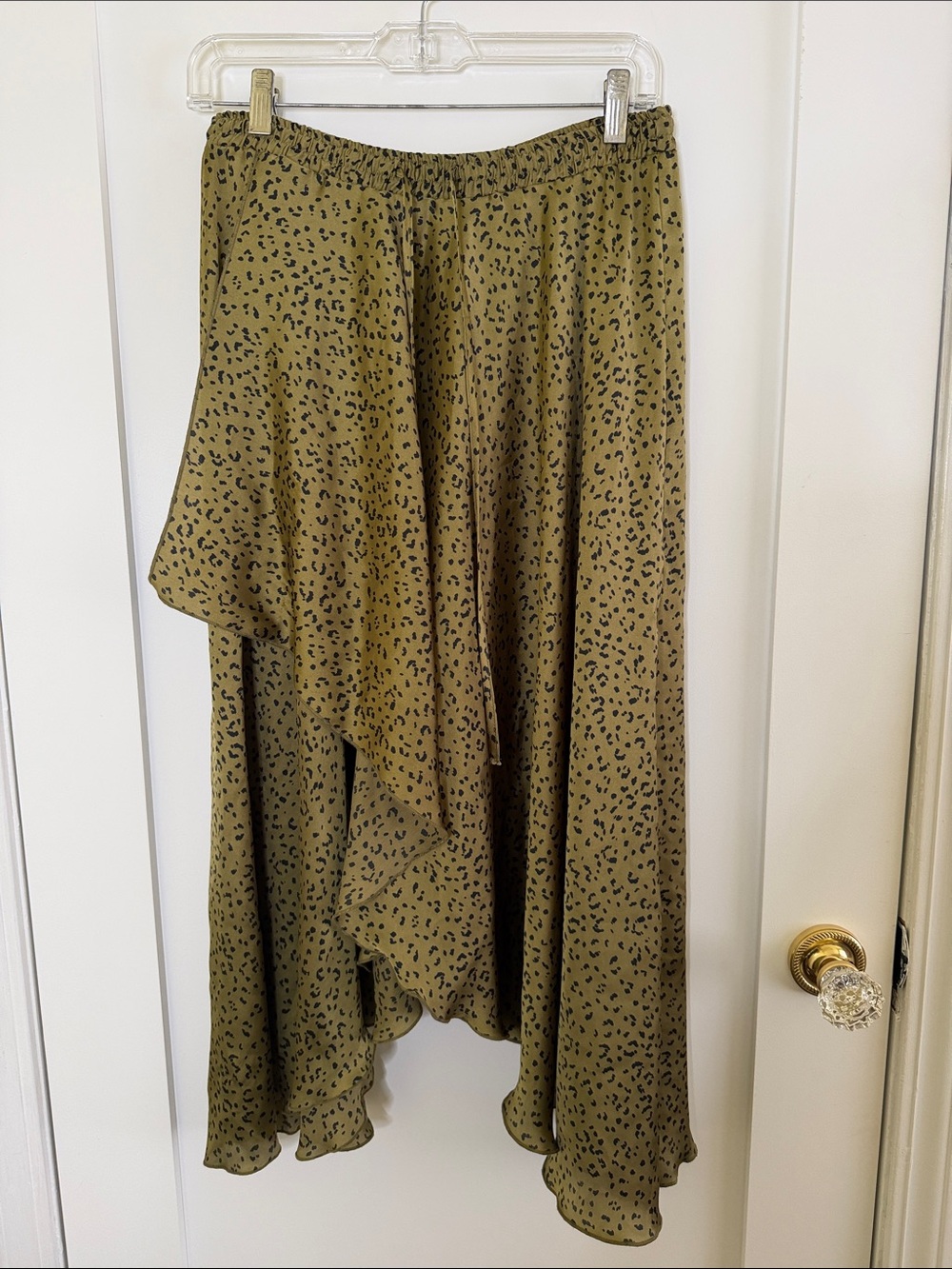Zara Olive Green Black Speckle High-Low Ruffle Skirt
